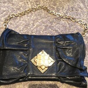 Bcbg MaxAzria black and gold clutch purse 2